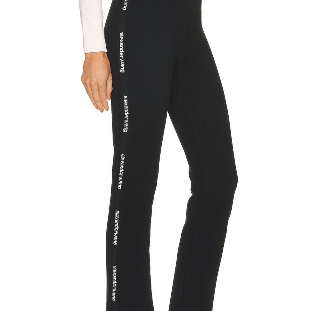 Black High-Waisted Leggings with White Stripe